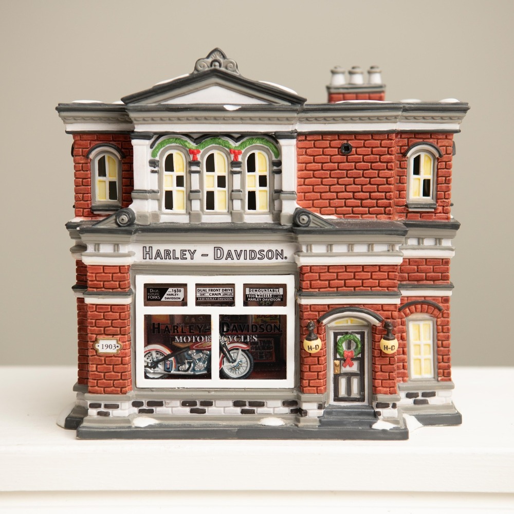 Dept 56 Harley-Davidson City Dealership Christmas Village MotorCycle Biker Decor